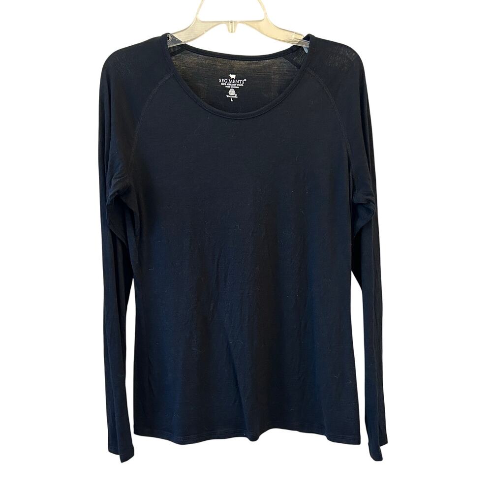 SEG’MENTS 100% Merino Wool Black Long Sleeve Top Women’s L